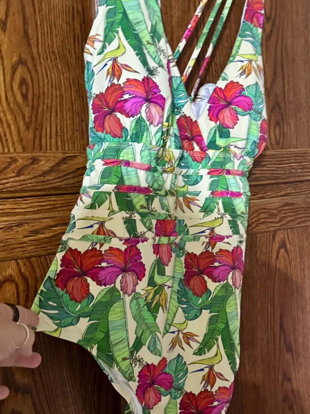 Catherine Malandrino Tropical Floral Dress - Green, Pink & Cream
